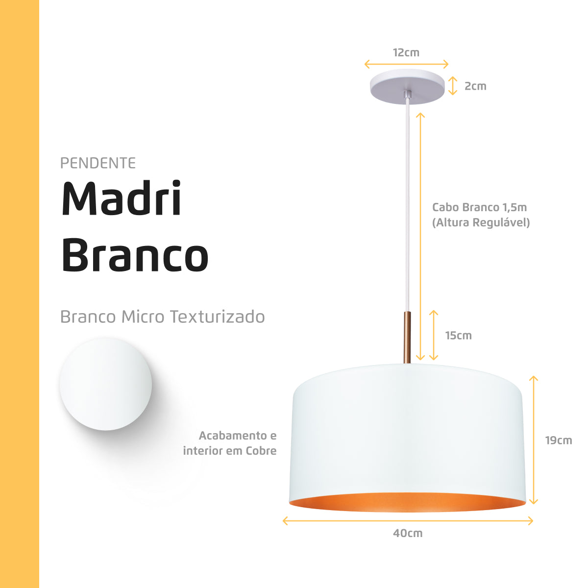 Pendente Lustre Luminária Madri Branco