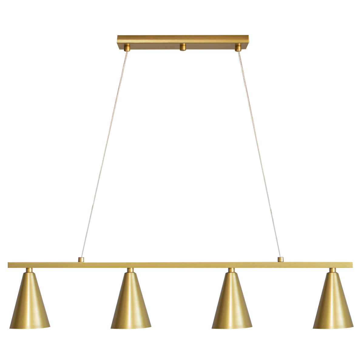 Luminária Pendente Retangular 4 Spots Konus Dourado 70Cm