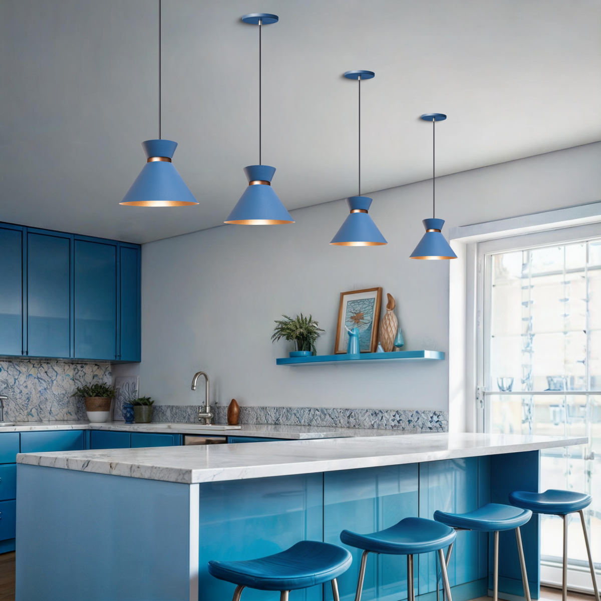 Pendente Lustre Luminária Berlin 15cm Azul