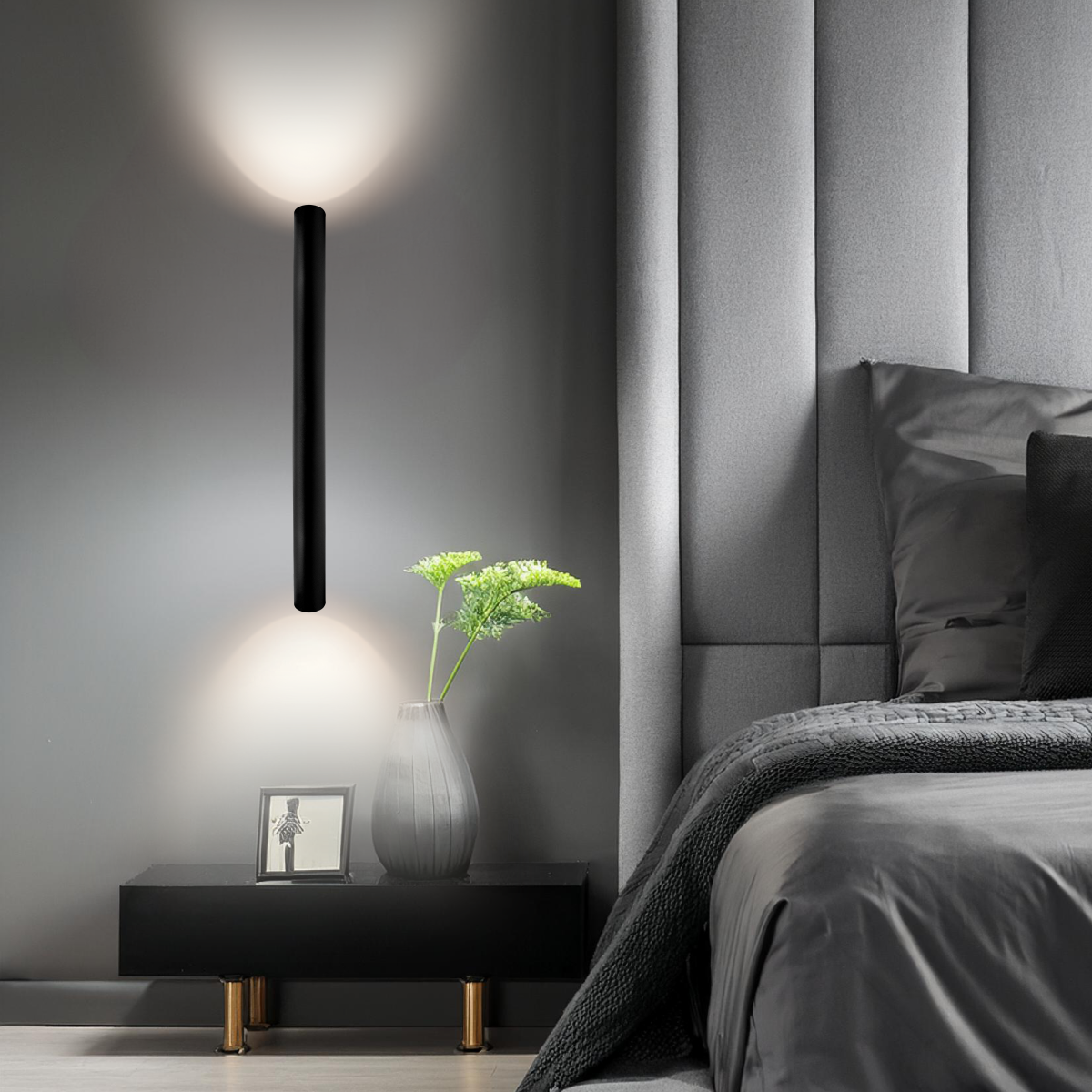 Arandela Tubo Cilindro Alumínio Preto 45cm