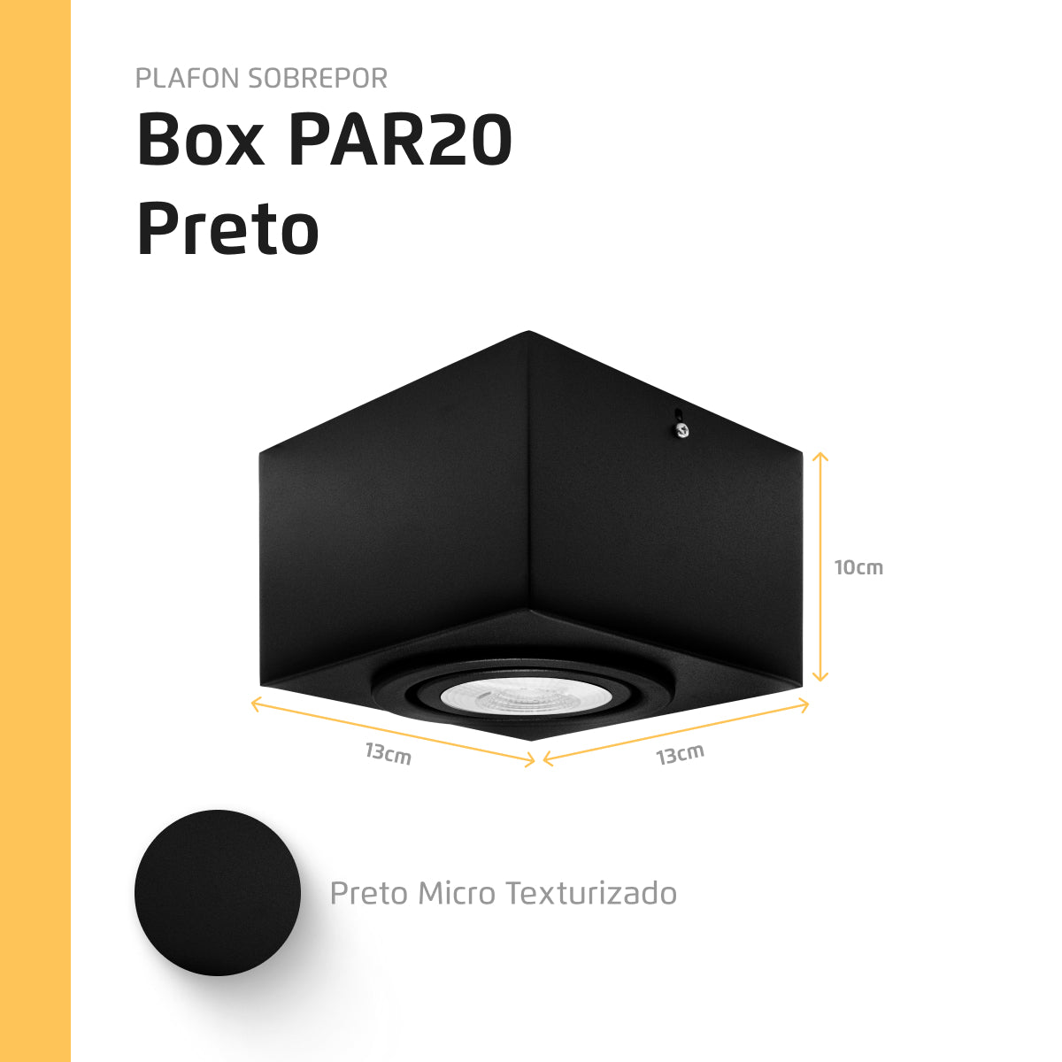 Spot Plafon Sobrepor Box Quadrado Par20 Direcionável