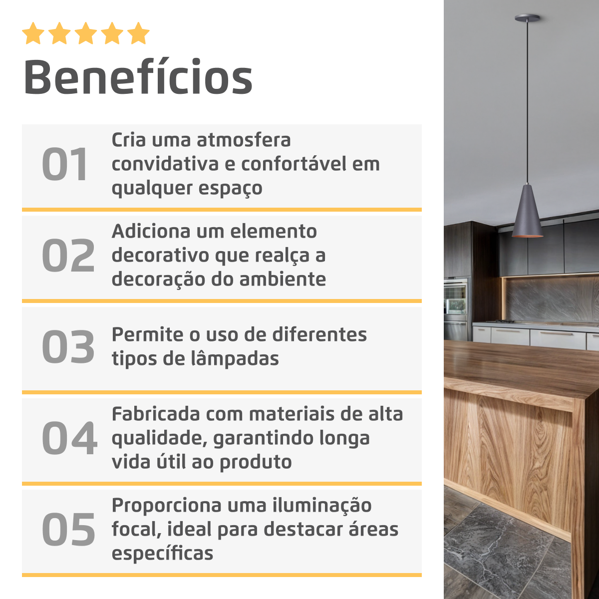 Pendente Lustre Luminária Cone Cinza