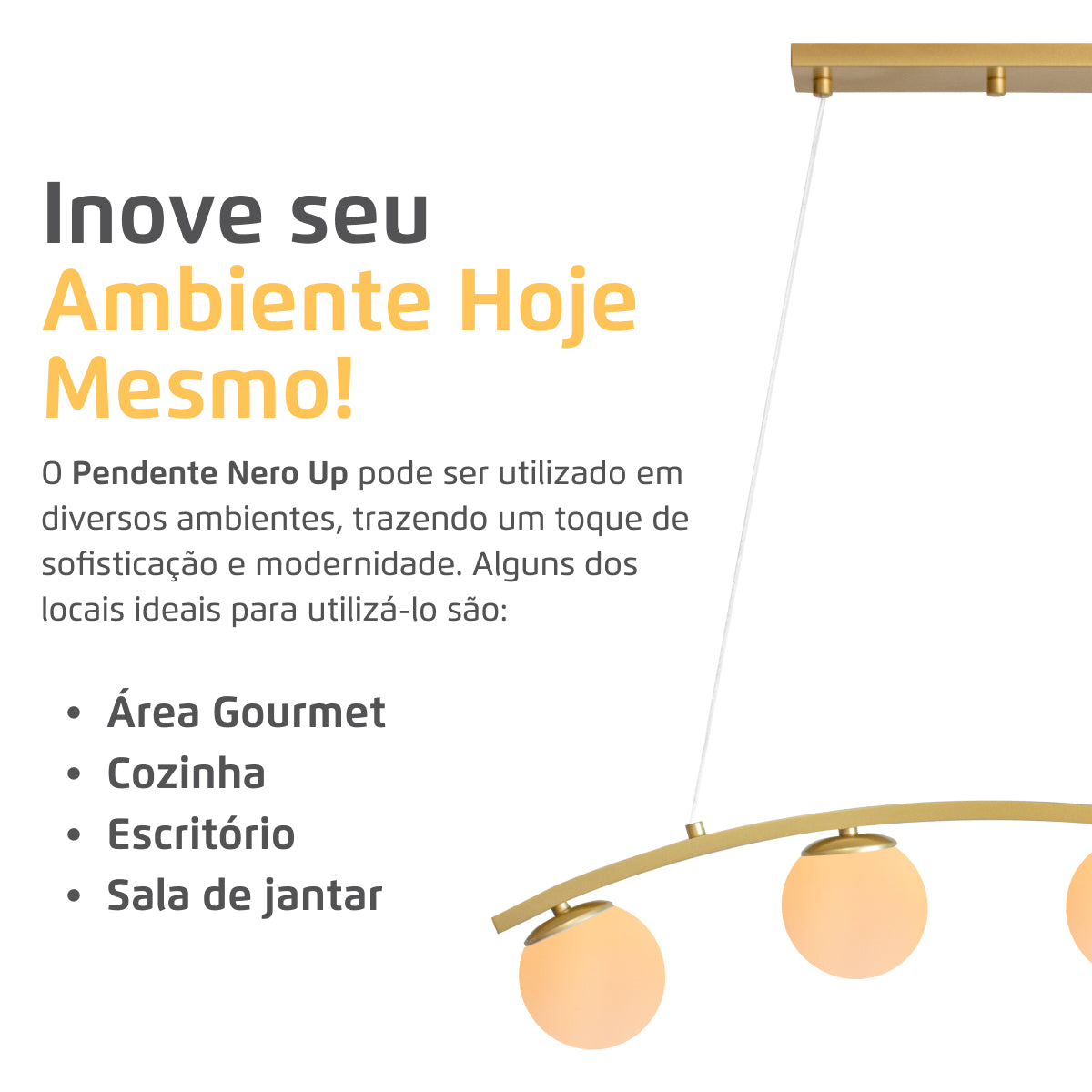 Luminária Pendente Nero Up Dourado 4 Globos Leitosos 10Cm
