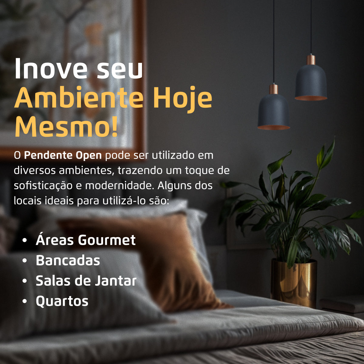 Pendente Lustre Luminária Open Cinza - Duplo