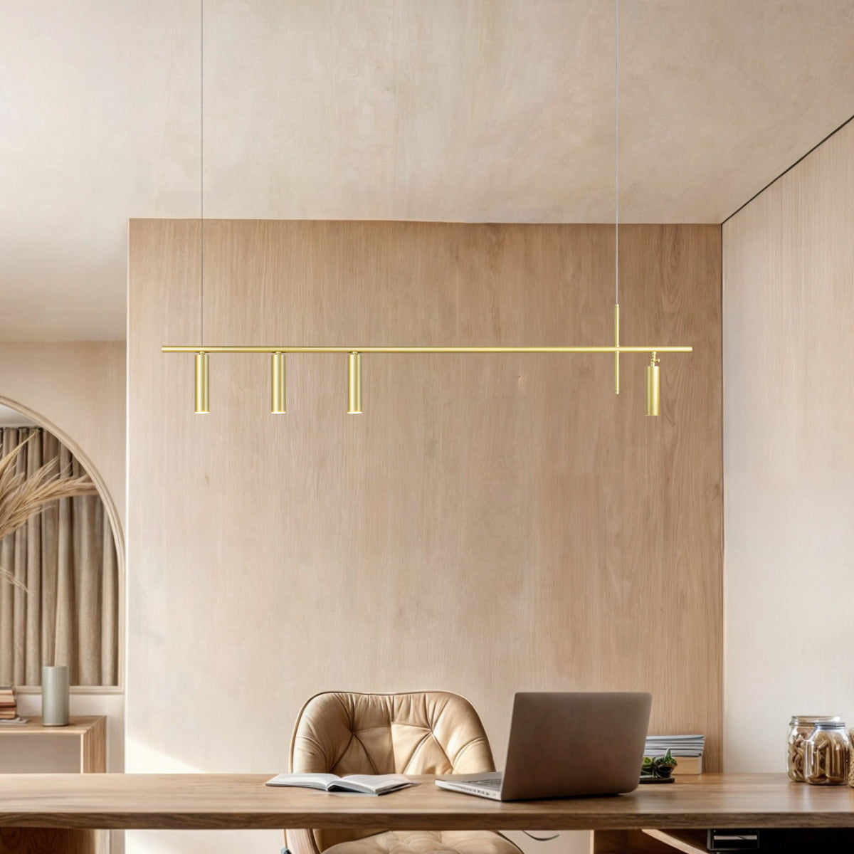 Luminária Pendente Turn By Retangular 4 Spots Dourado