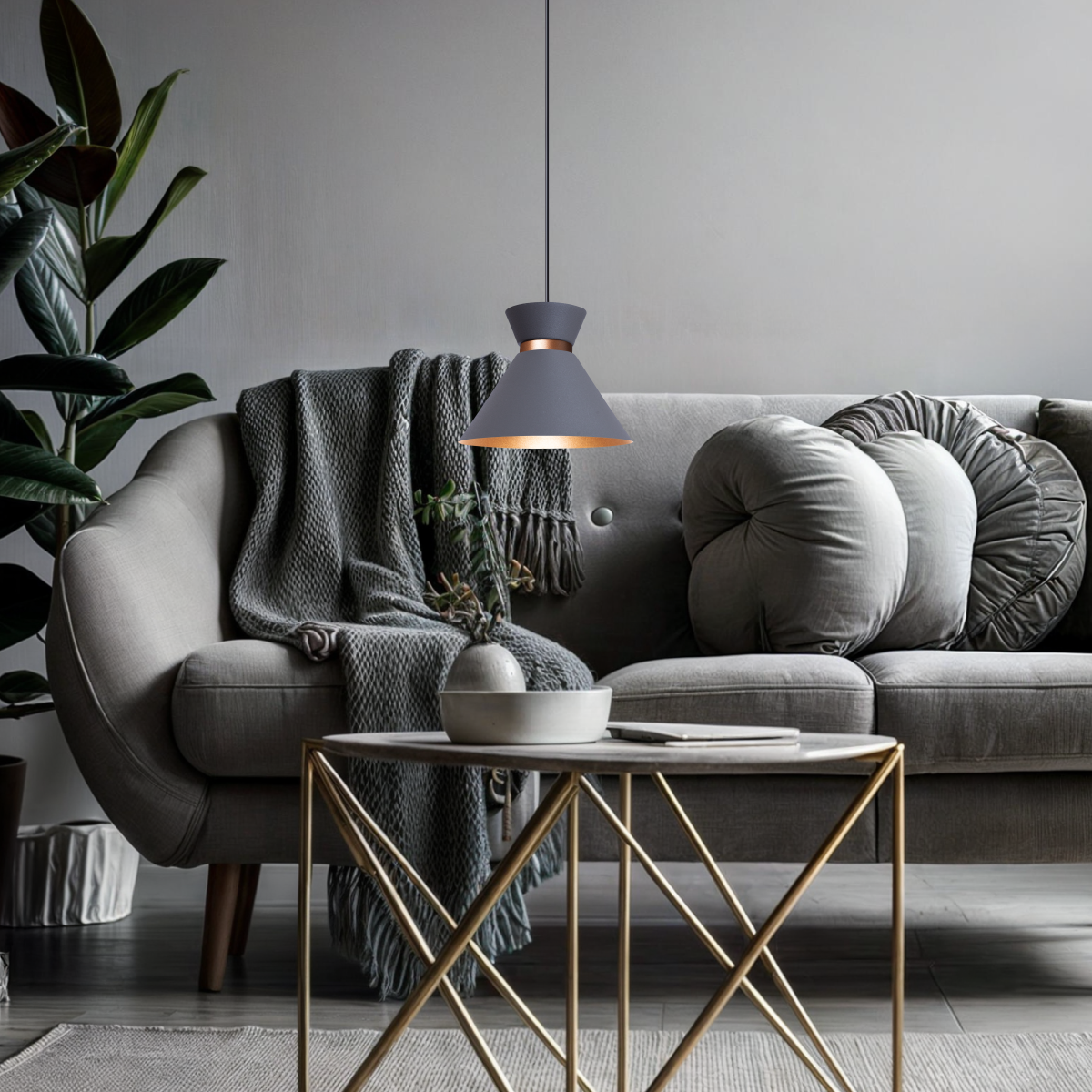 Pendente Lustre Luminária Berlin 15cm Cinza