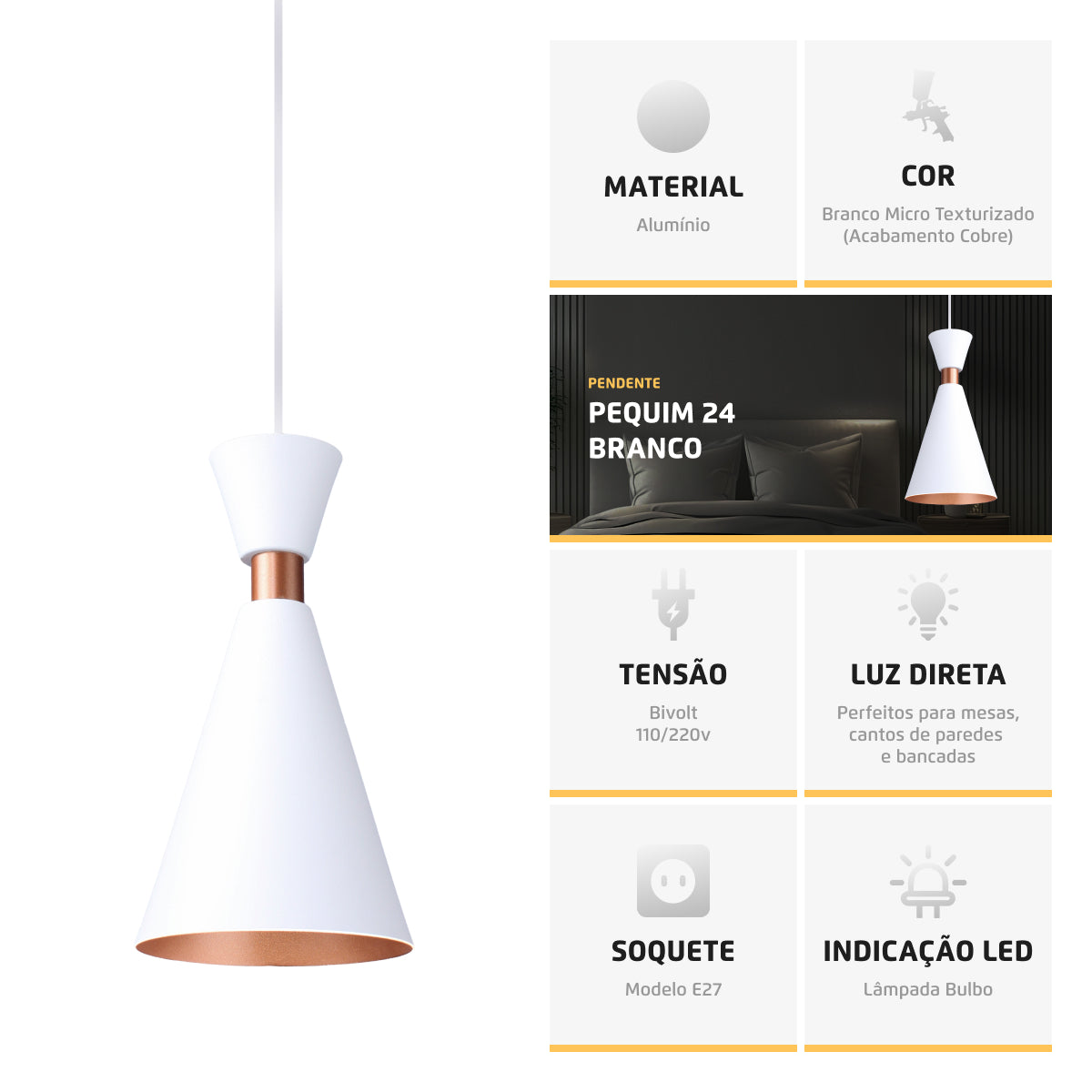 Pendente Lustre Luminária Mini Pequim 24cm Branco
