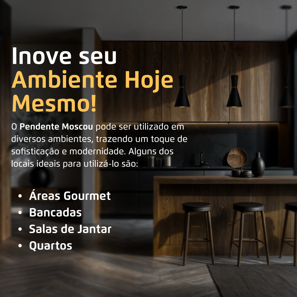 Pendente Lustre Luminária Moscou Preto