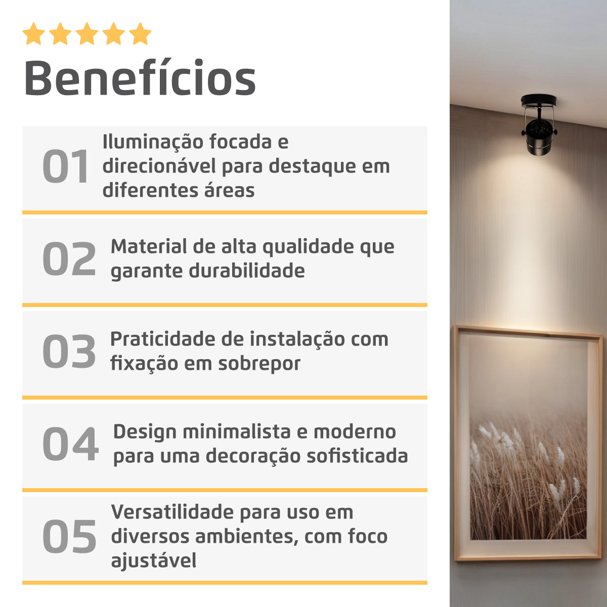 Spot Sobrepor MR16 GU10 Redondo Preto Direcionável