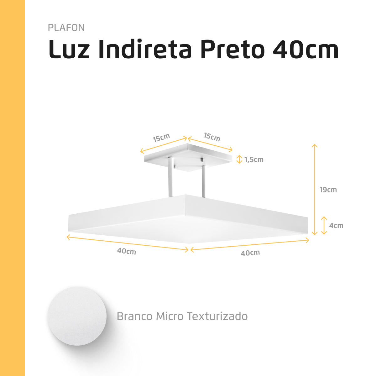 Lustre Plafon Pendente Luminária Luz Indireta 40x40 Branco