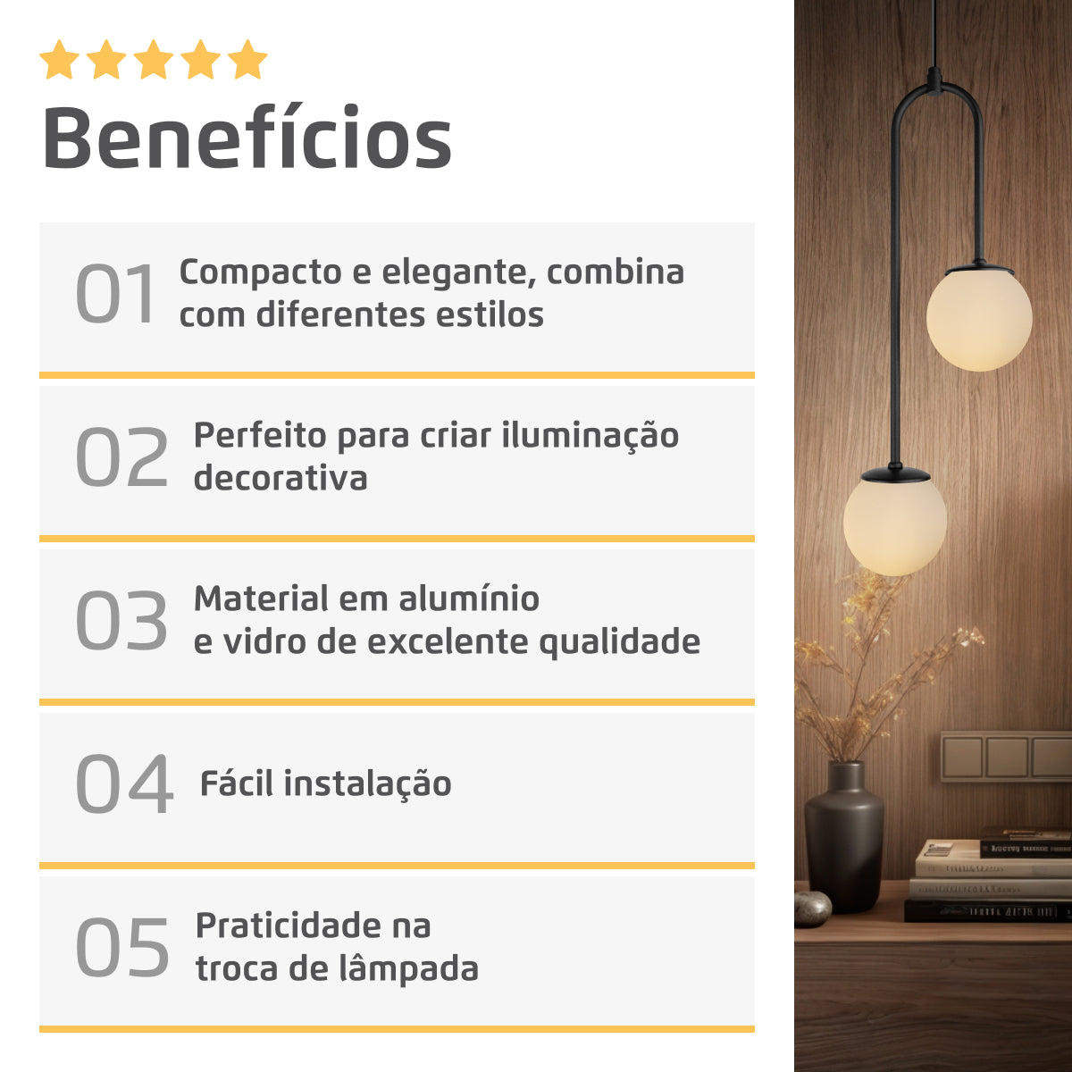 Luminária Pendente Canne Light Preto 2 Globos Leitosos 10Cm