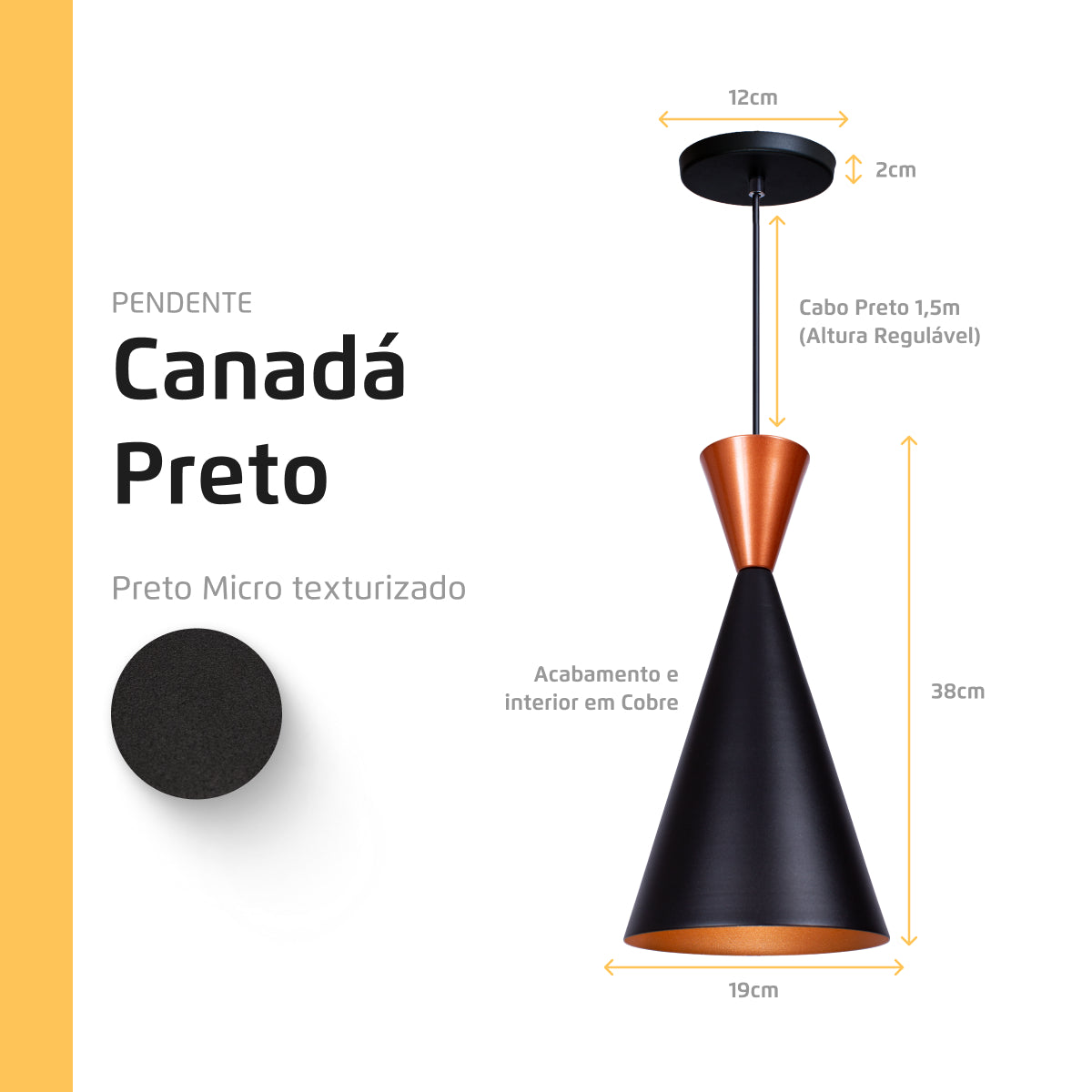 Pendente Lustre Luminária Canadá Preto