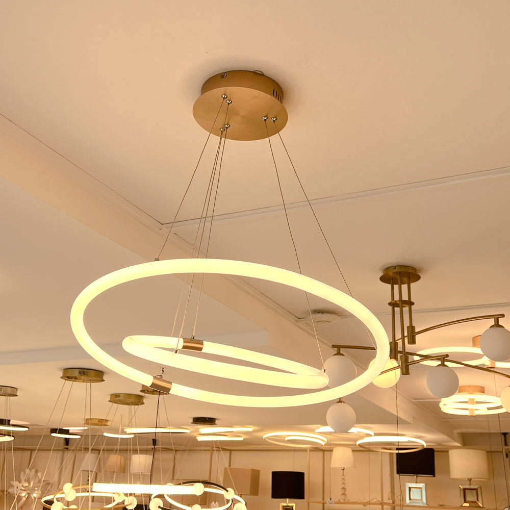 Luminária Pendente Circolo Dourado 60Cm 43w 3000K Bella