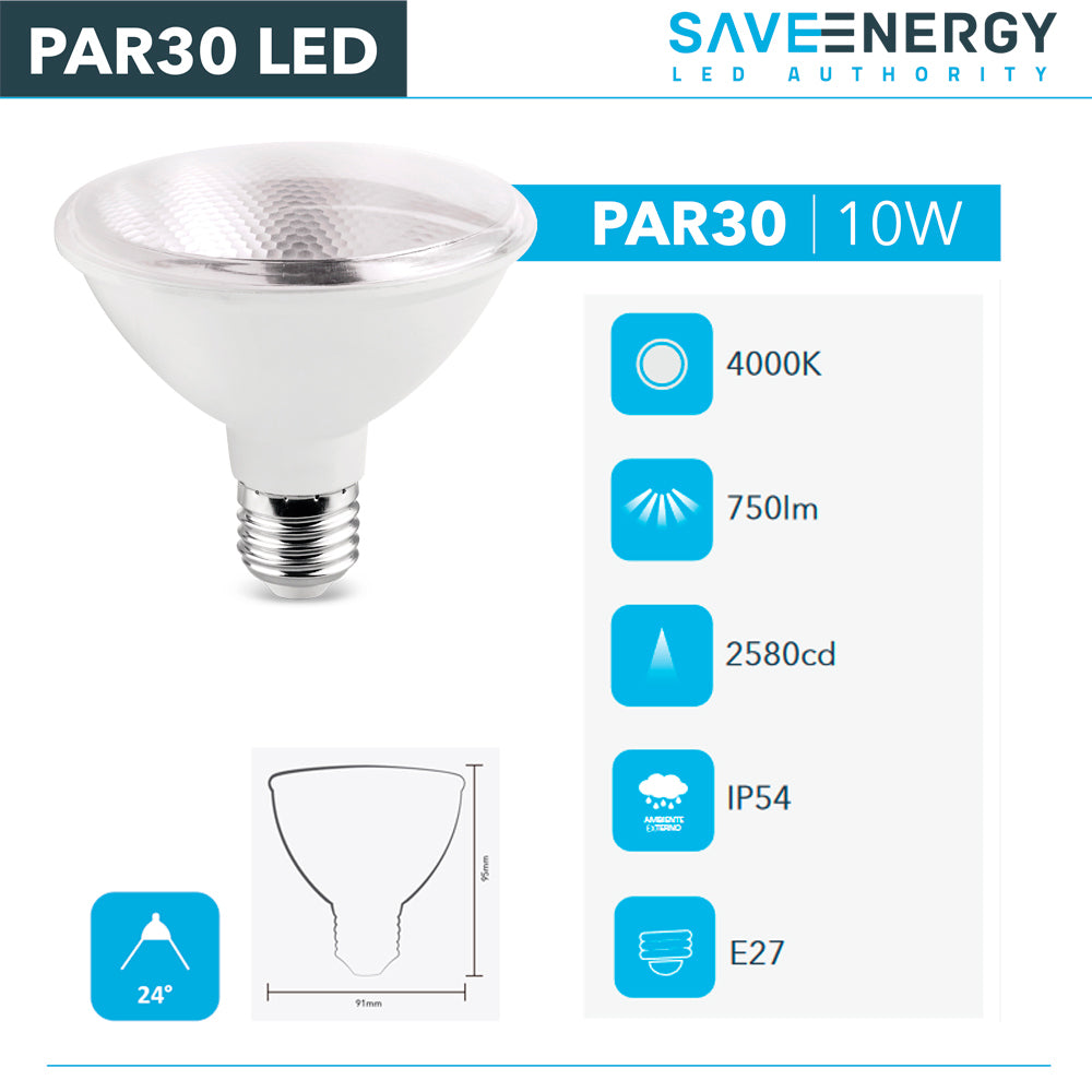 Lâmpada Led Par30 10w Save Energy 4000k Branco Neutro