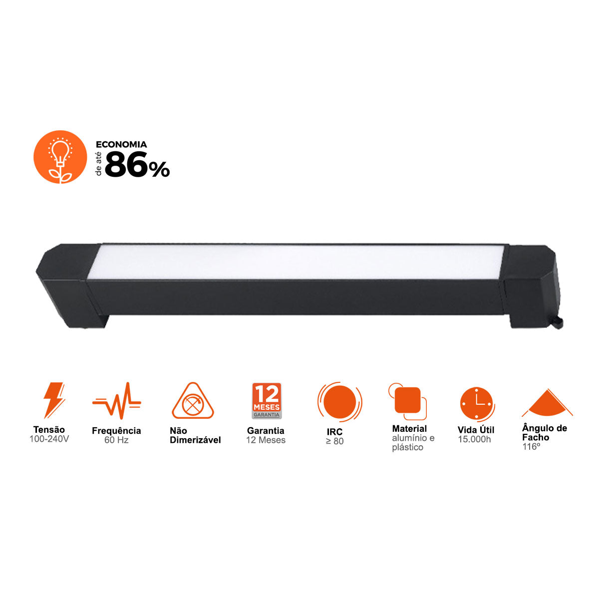 Spot para Trilho Linear Difusa 20W 2700K Preto Black+Decker