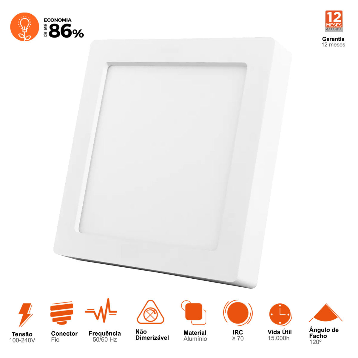 Luminária Painel Plafon Led Embutir 18w 4000k Black+Decker