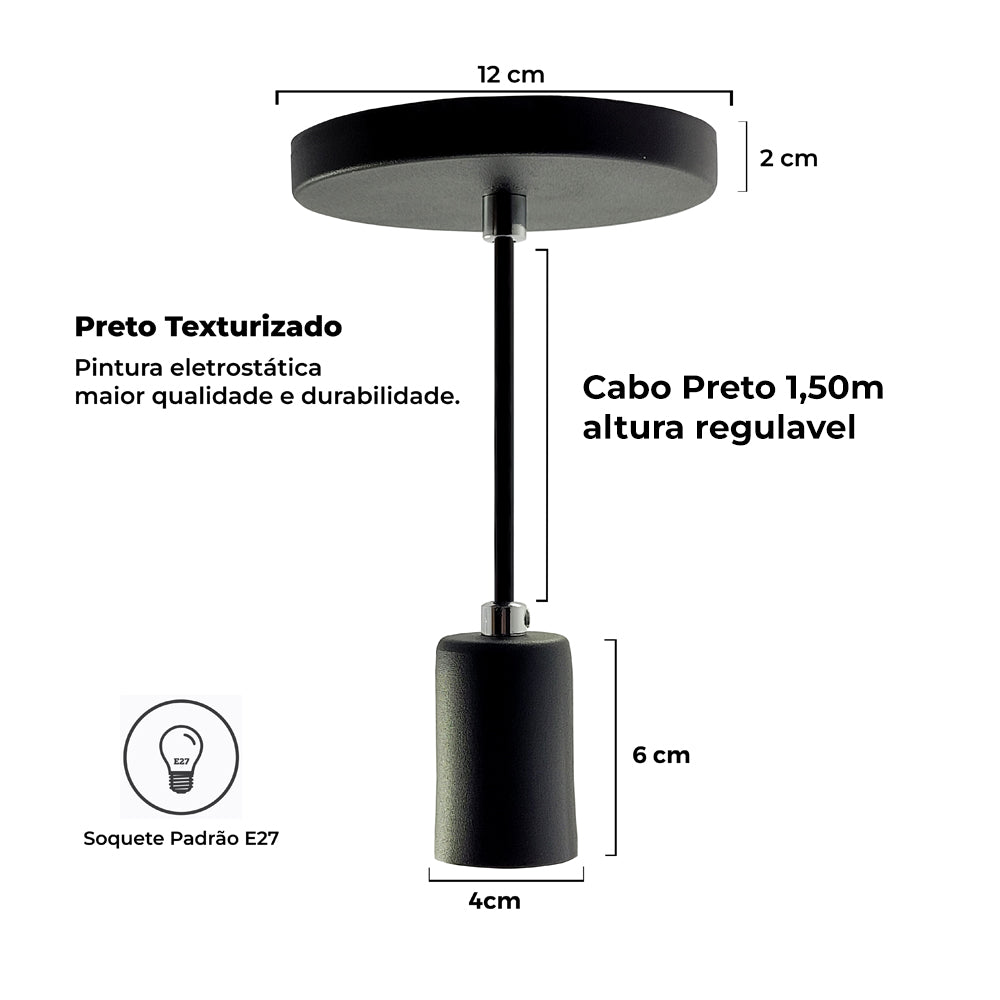 Pendente Soquete Copinho E27 Preto