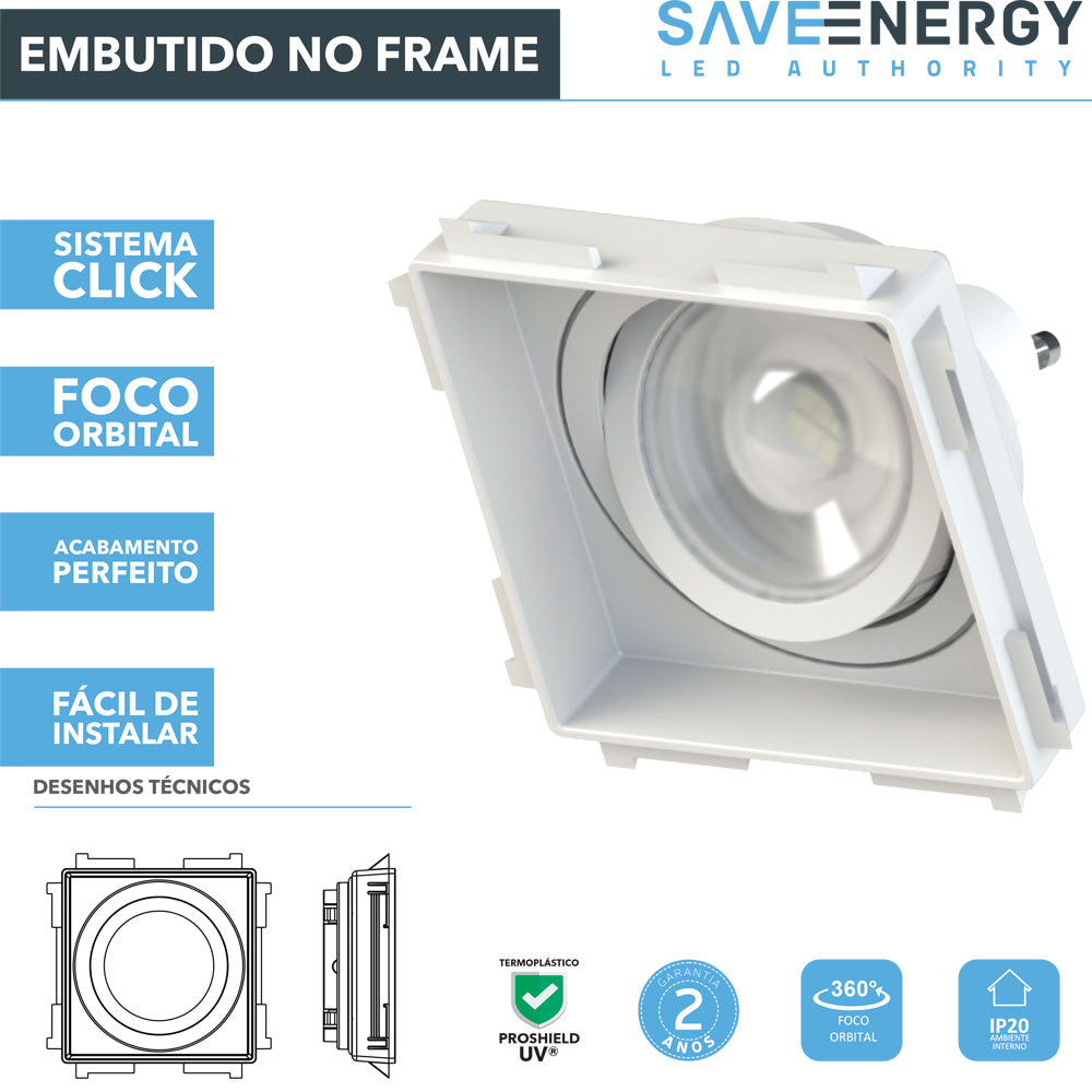Embutido No Frame Par30 Quadrado Recuado Save Energy
