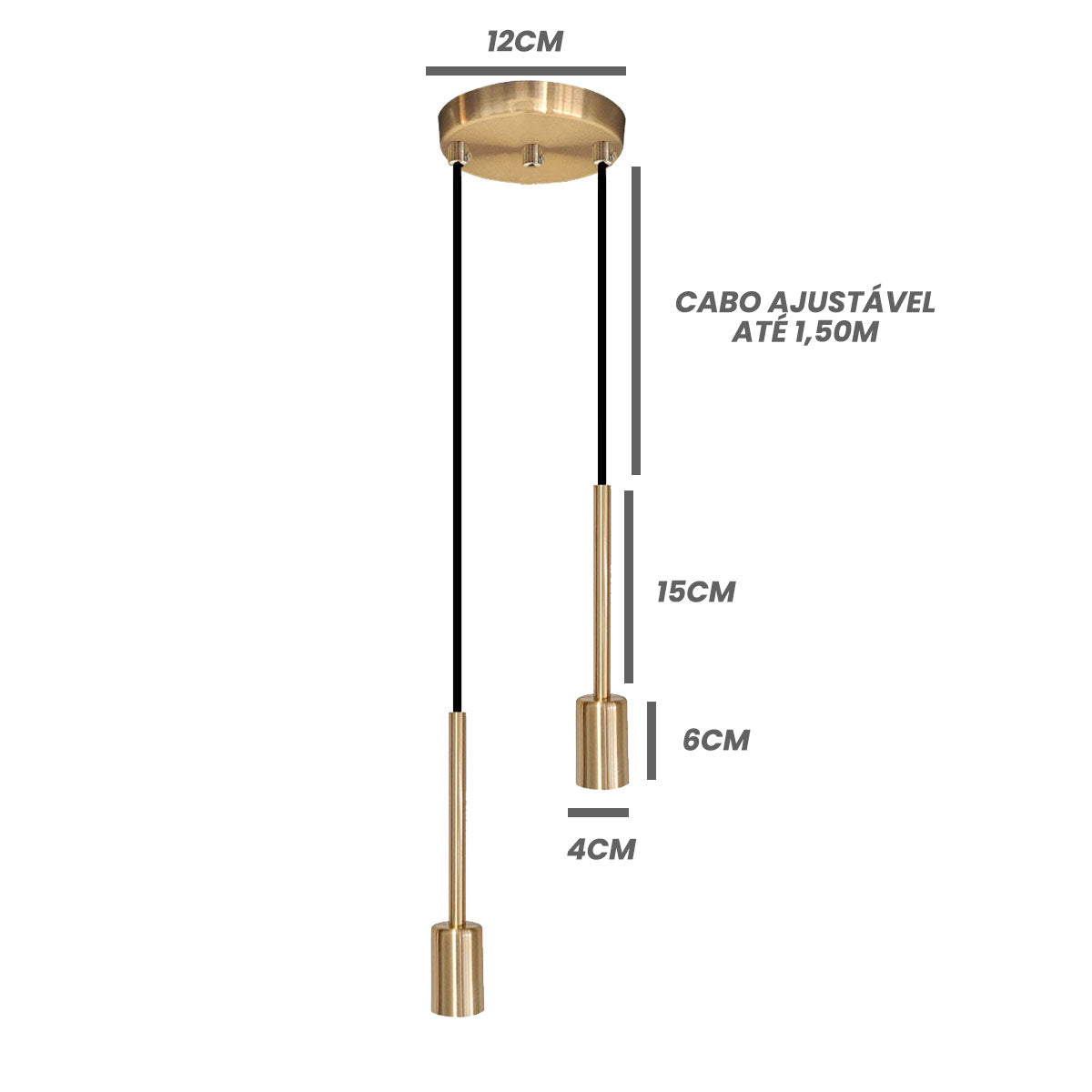 Luminária Pendente Lustre Infinite 21Cm Dourado Duplo