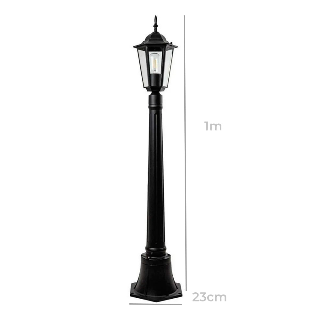 Poste Jardim Colonial em Alumínio 1,0m PC204/1 Nice Preto
