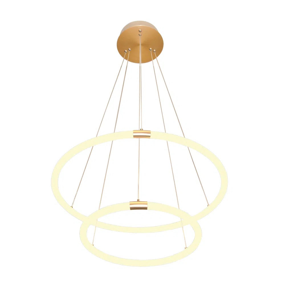 Luminária Pendente Circolo Dourado 60Cm 43w 3000K Bella
