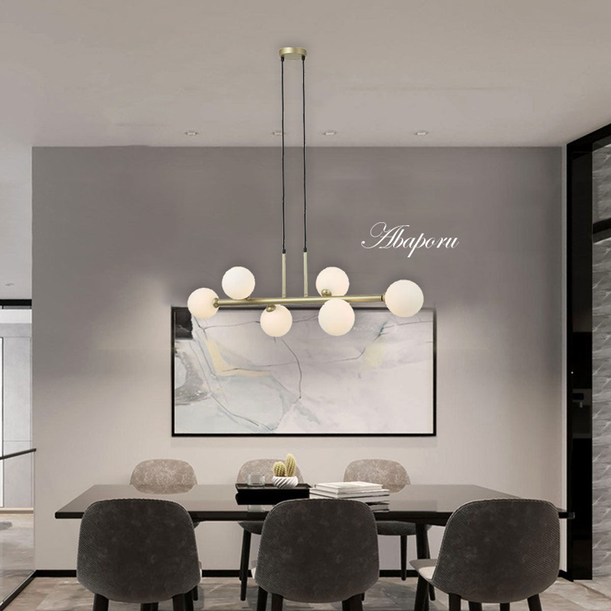 Luminária Pendente Abaporu 92cm 150w Dourado e Branco Bella