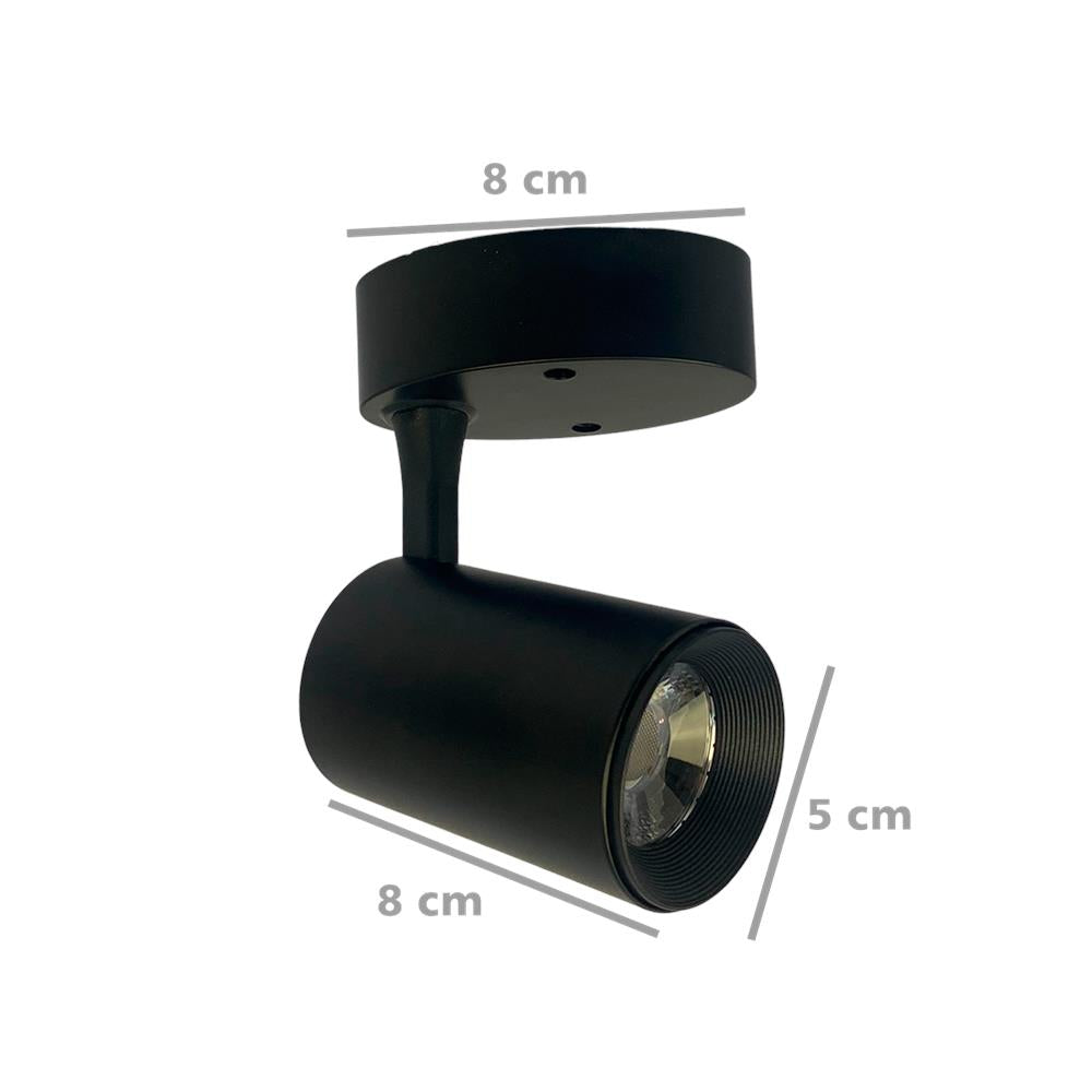 Spot Sobrepor C/ Led 7w 6000k Preto