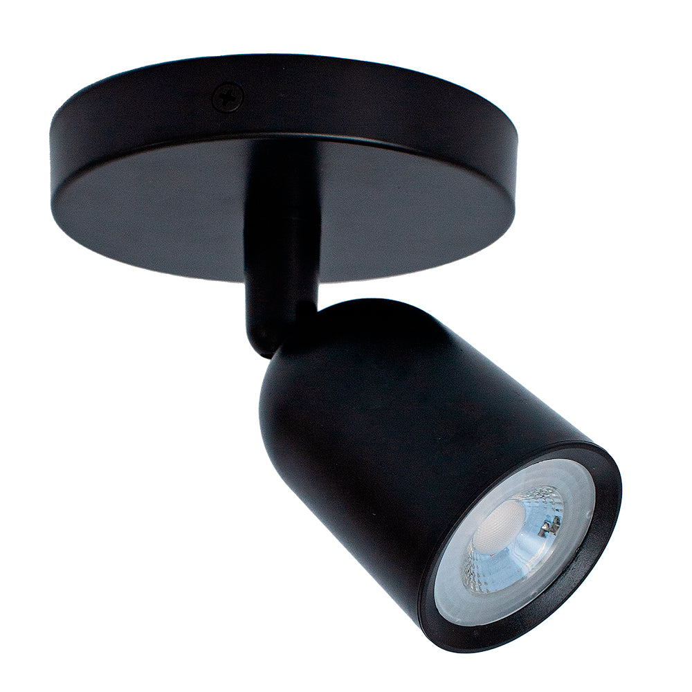 Spot Base Direcionavel 7W 3000K Preto Bivolt Branco Quente