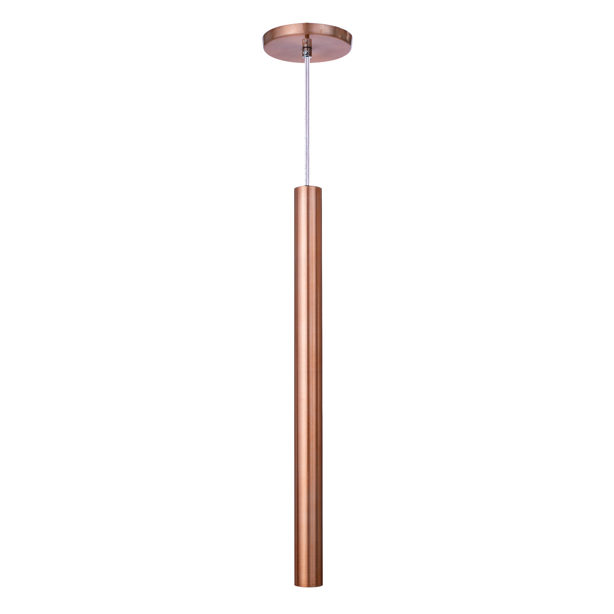 Pendente Luminária Tubo Rose Gold 50 Cm Cabo Cristal