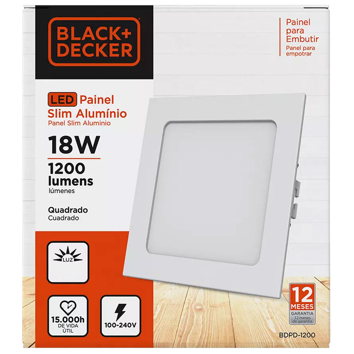 Luminária Painel Plafon Led Embutir 18w 4000k Black+Decker