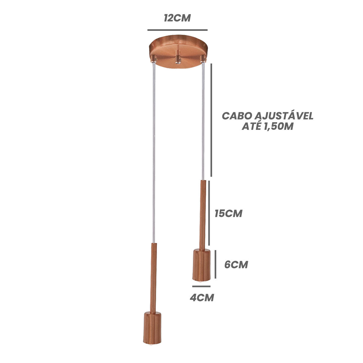 Luminária Pendente Lustre Infinite 21Cm Rose Gold Duplo