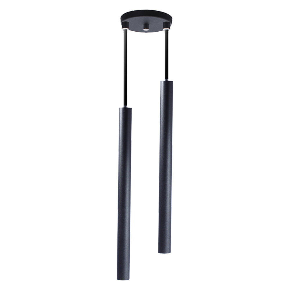 Pendente Luminária Tubo Preto 50 Cm - Duplo