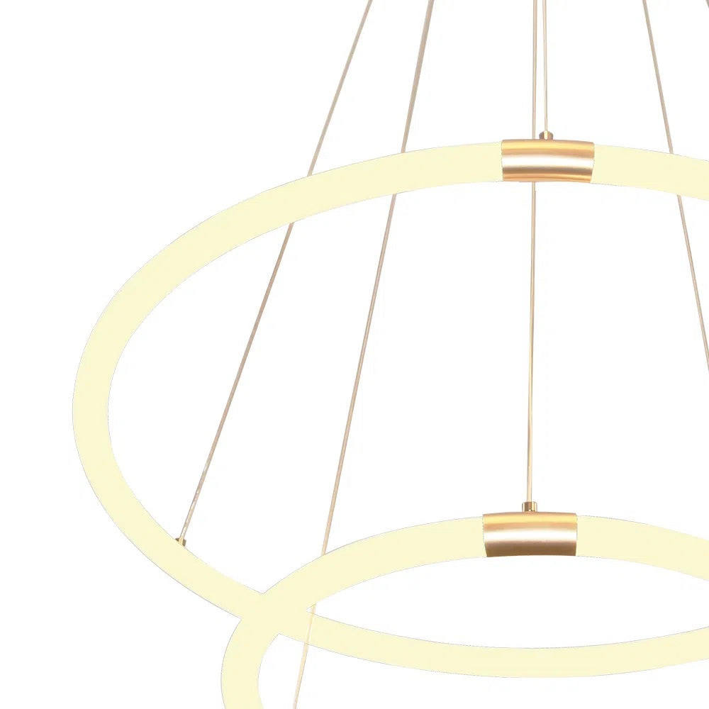 Luminária Pendente Circolo Dourado 60Cm 43w 3000K Bella