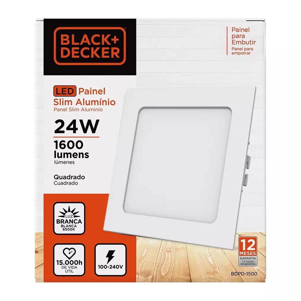 Luminária Painel Plafon Led Embutir 24w 4000k Black+Decker