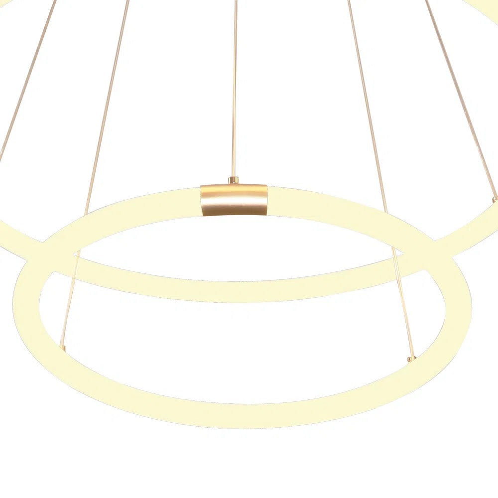 Luminária Pendente Circolo Dourado 60Cm 43w 3000K Bella