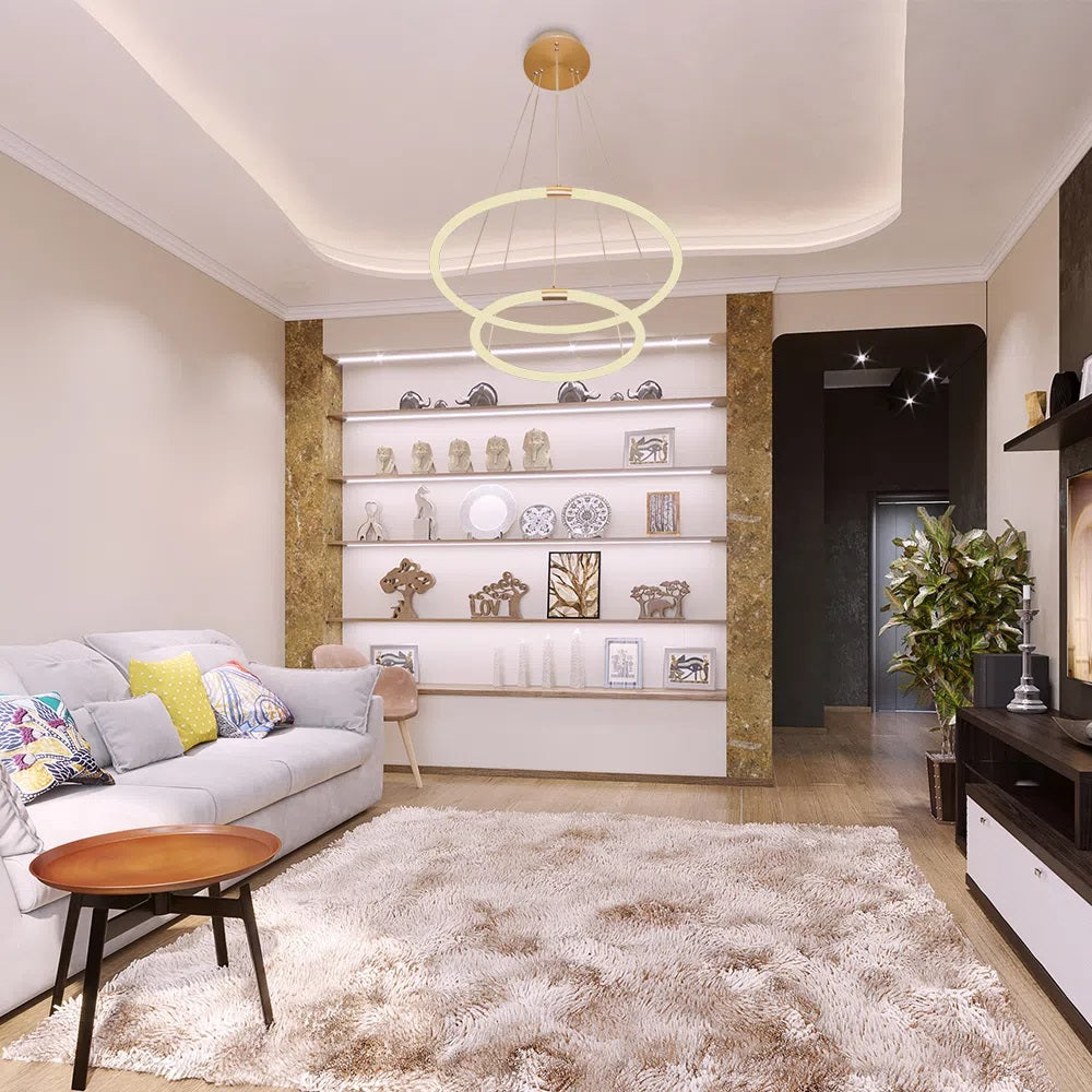 Luminária Pendente Circolo Dourado 60Cm 43w 3000K Bella