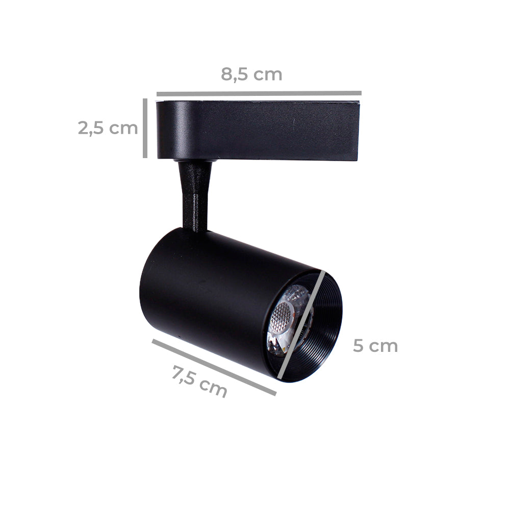 Spot Para Trilho Led 7W Branco Quente Bivolt Preto Delis