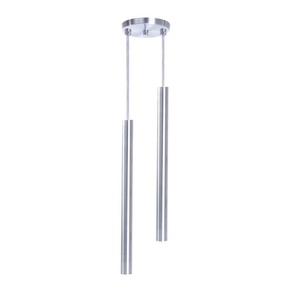 Pendente Luminária Tubo Alumínio Escovado 50 Cm - Duplo