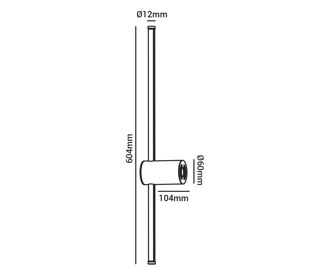 Arandela Remo Tubo Luz Indireta 3000k 12W Preto
