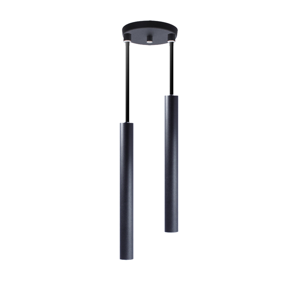 Pendente Luminária Tubo Preto 30 Cm - Duplo