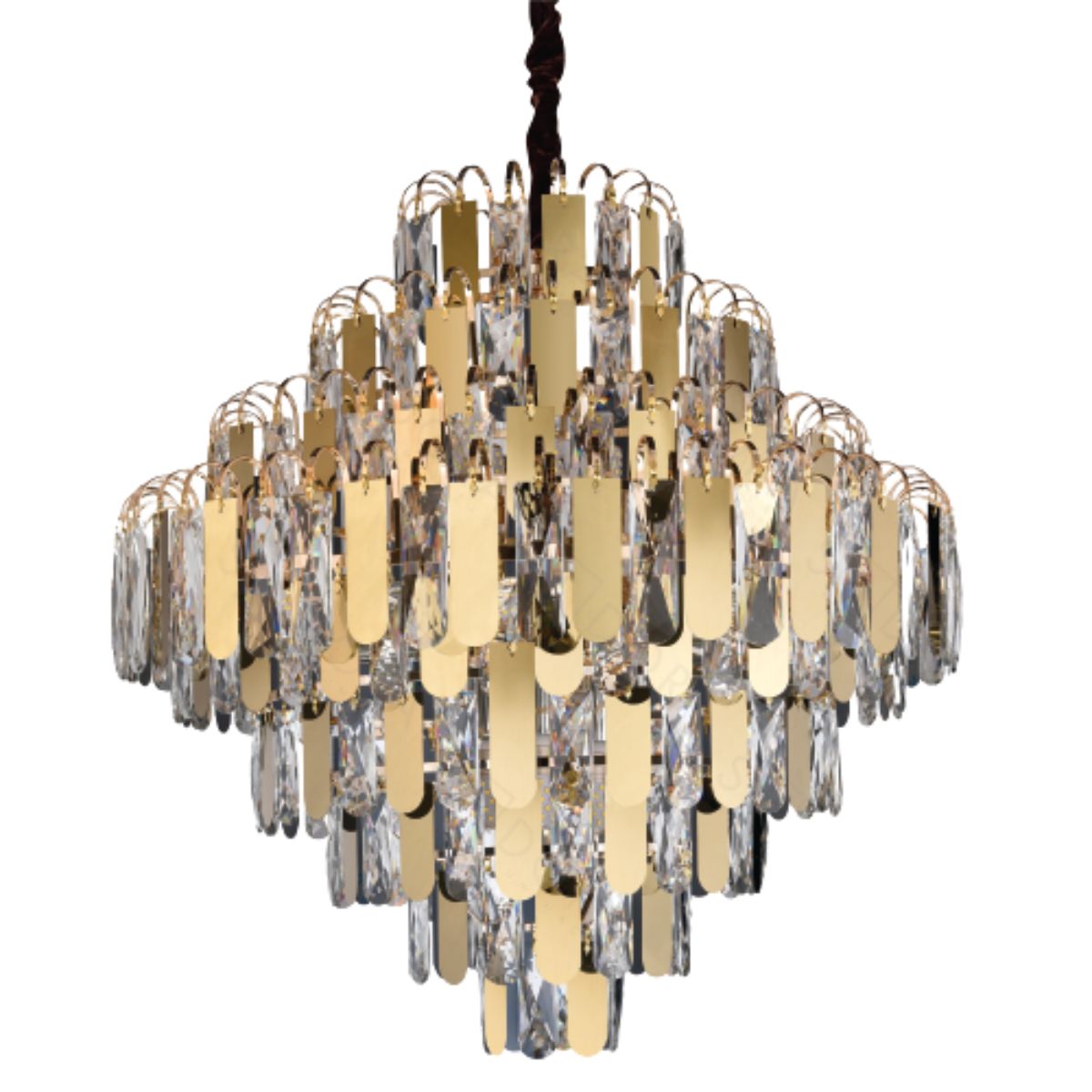 Luminária Pendente Luxe 60Cm Cristal Dourado Sindora