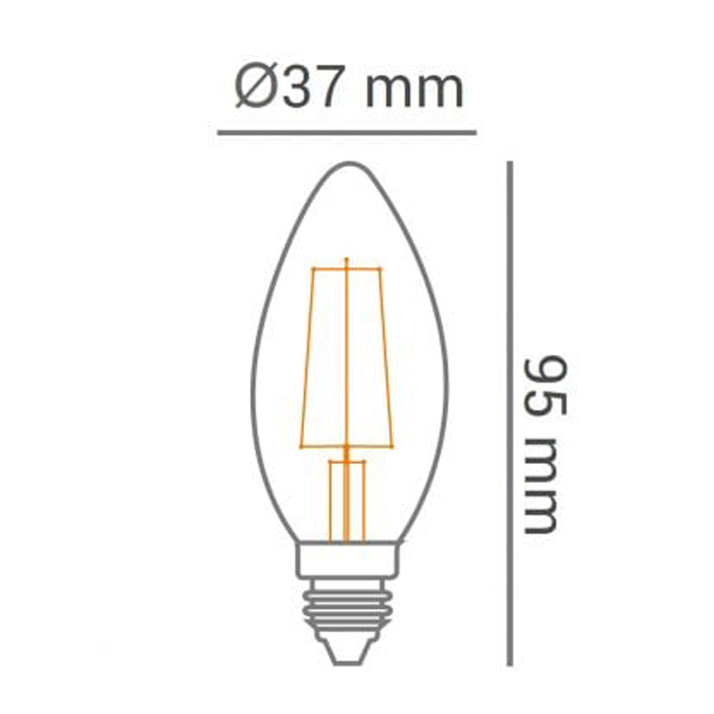 Lâmpada Vela Led Filamento 2W 2200K Retrô Vintage Opus
