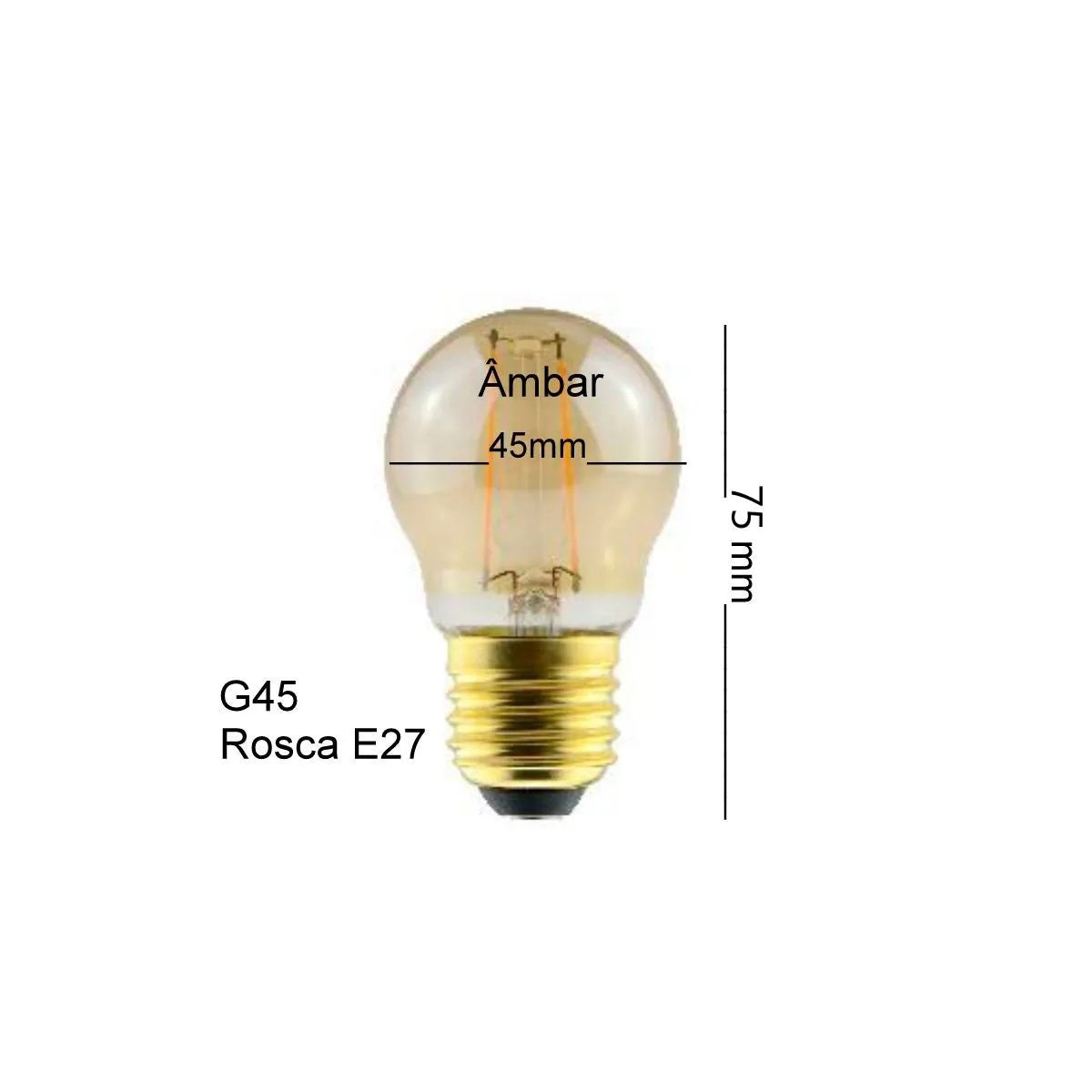 Lâmpada Led Filamento G45 2W 2200K Retrô Vintage Delis