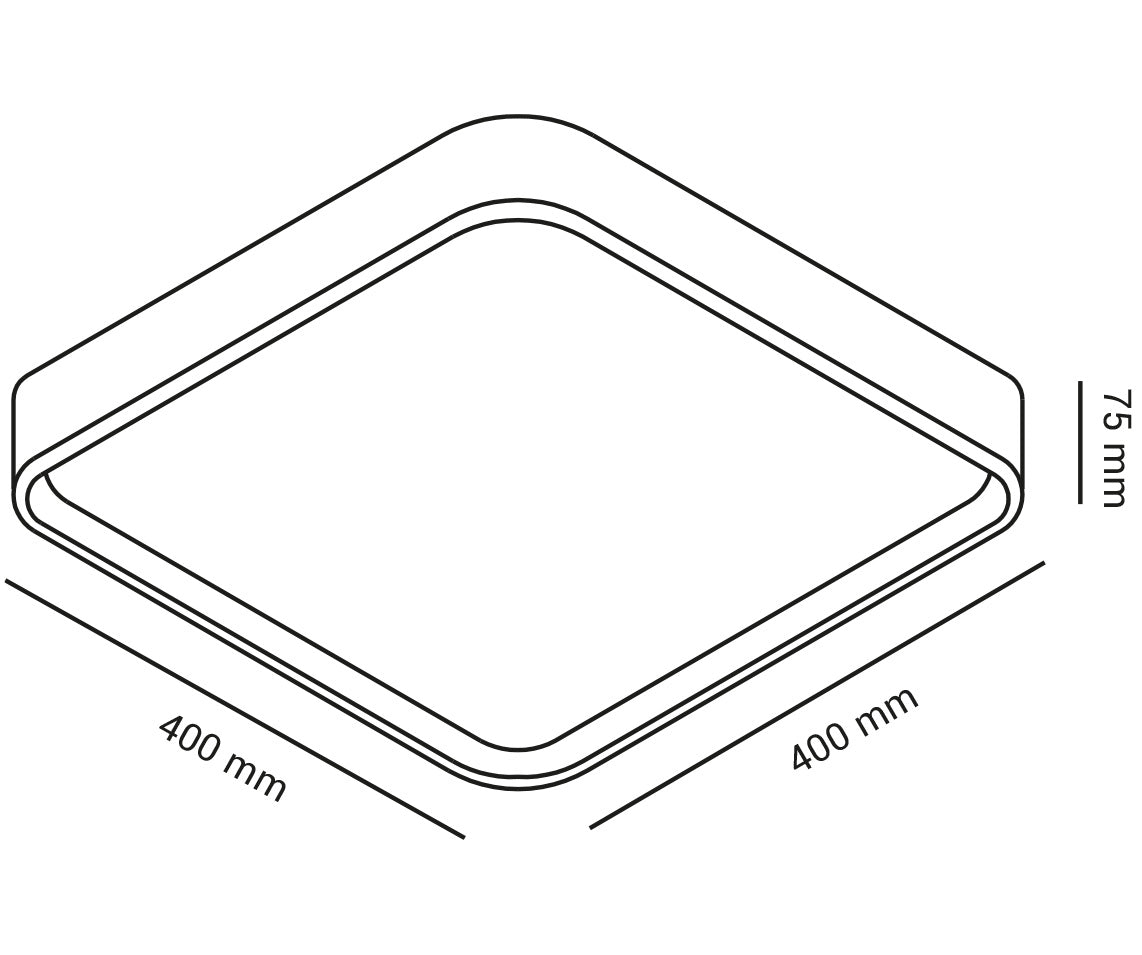 Luminária Plafon Black Sobrepor Led 24w 40x40cm Branco Frio