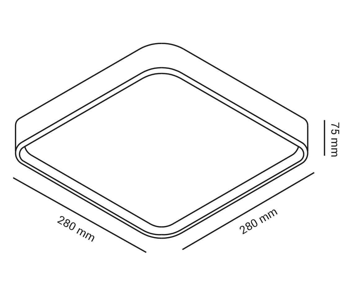 Luminária Plafon Black Sobrepor Led 12w 28x28cm Branco Quente