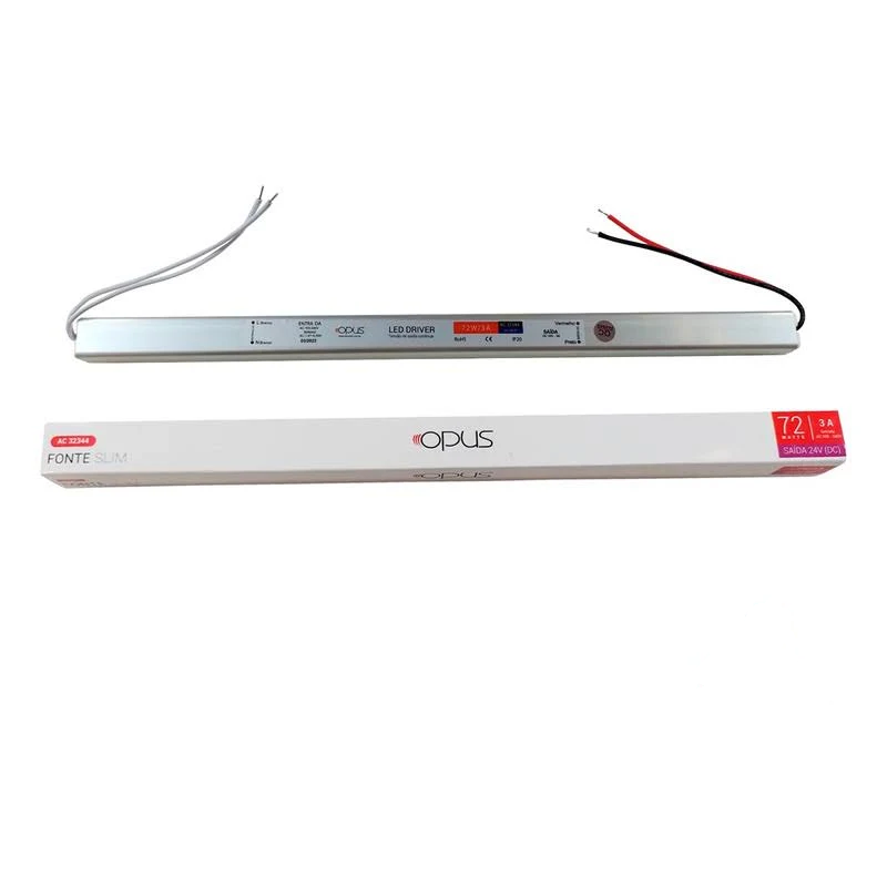 Mini Fonte Slim Para Fita Led 24v Opus 3a 72w IP20