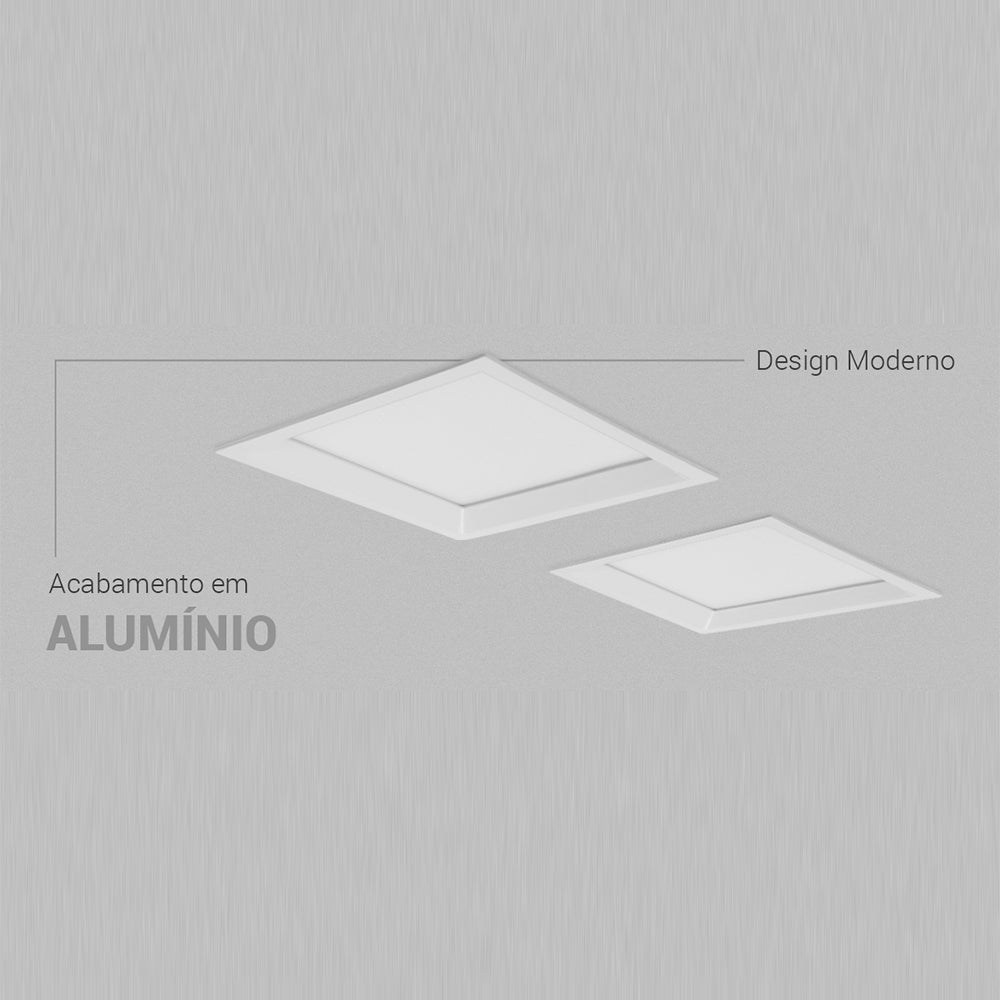 Painel Plafon Led Embutir Recuado 22W Branco Neutro 4000K Preto