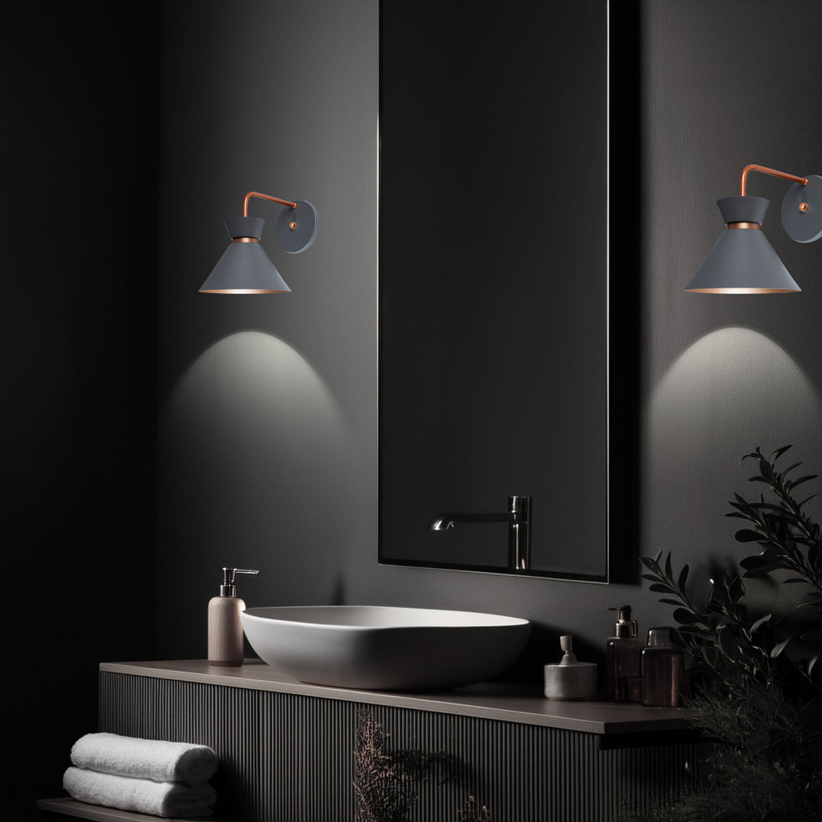 Arandela Parede Berlin 15cm Cinza C/ Cobre