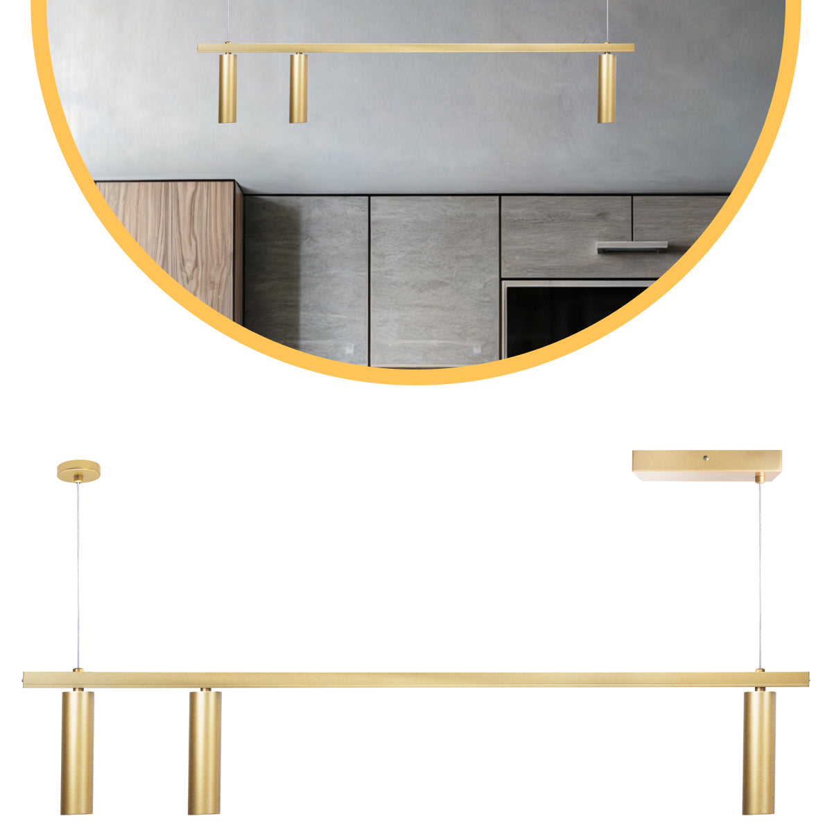 Luminária Pendente Perfil Turn 100Cm Led 22w 3000k Dourado