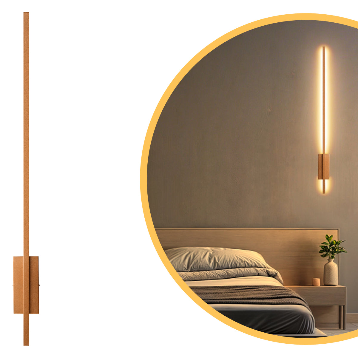 Arandela Perfil Slim Luz Indireta 100Cm 22w 3000K Cobre